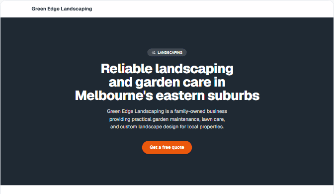 A real Yourbizmate website preview, generated from a two-sentence business description